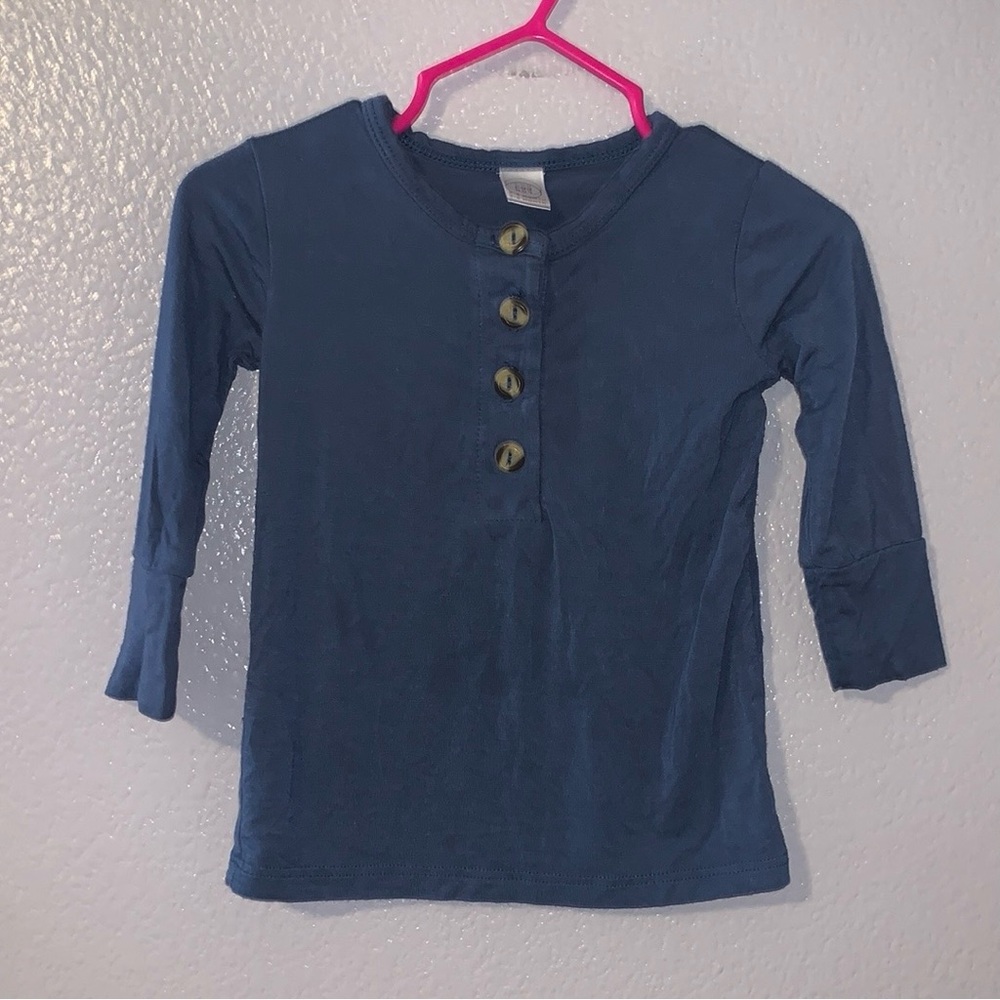 Lou Lou blue stretch comfy baby 3-6 months long sleeve top